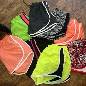 Nike Women's Athletic Shorts - Neon Green, Black, Orange, and Patterned